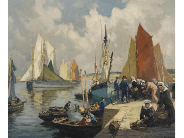 Henri Alphonse Barnoin  (French, 1882-1935) Port de Concarneau, and another similar, a pair,