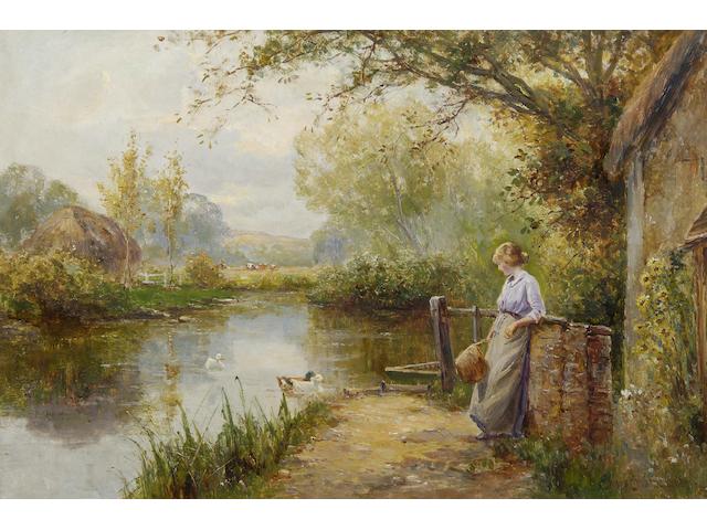 Ernest Walbourn (British, 1872-1927) At the duck pond,
