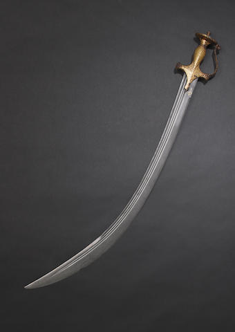 A koftgari steel Sword (tulwar) Northern India, 18th Century