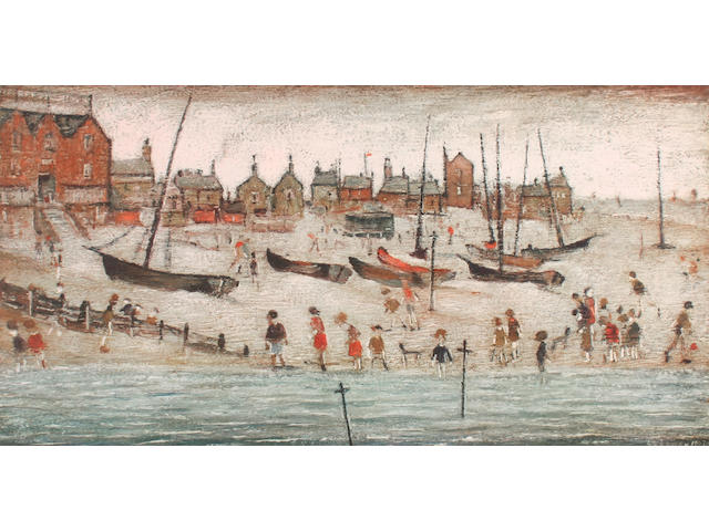 Laurence Stephen Lowry R.A. (British, 1887-1976) 'The Beach' signed in pencil with the blindstamp for the Fine Art Trade Guild, from an edition of 850, published by Venture Prints Ltd, 1973, a colour reproduction.