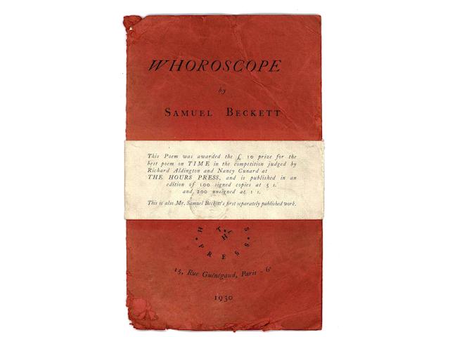BECKETT (SAMUEL) Whoroscope, FIRST EDITION, NUMBER 42 OF 100 COPIES SIGNED BY THE AUTHOR