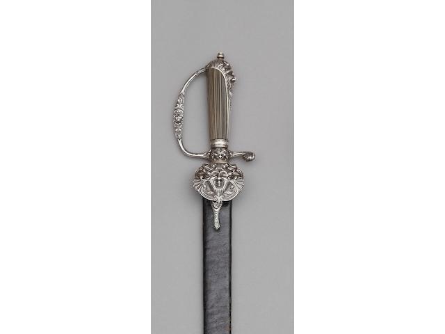 A Fine English Silver Hilted Hunting Hanger