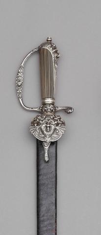 A Fine English Silver Hilted Hunting Hanger