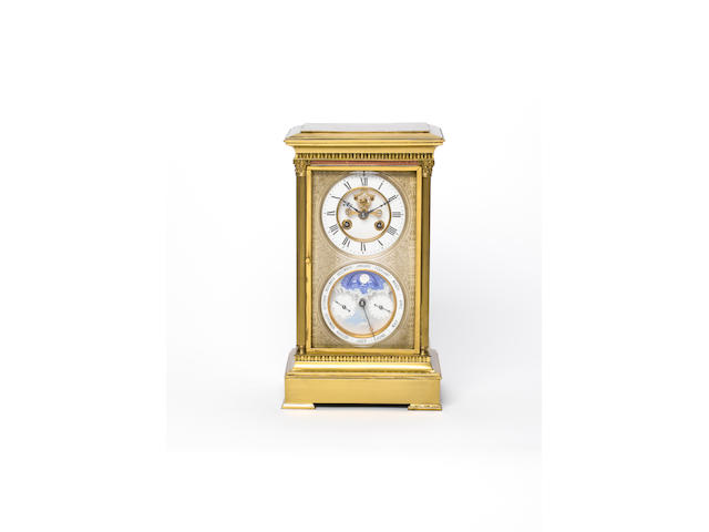 A late 19th century French four-glass mantel clock with perpetual calendar The movement stamped for Vincenti