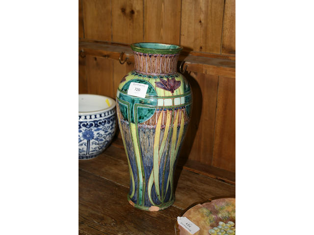 An early 20th century Art Nouveau style Dellarobbia vase