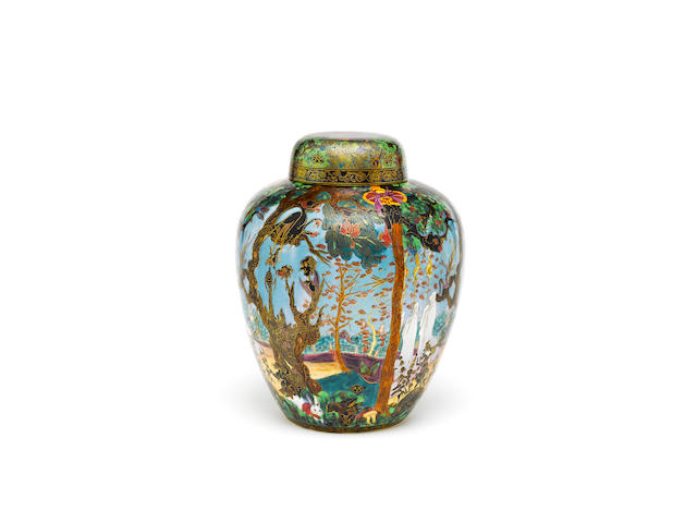 Daisy Makeig-Jones for Wedgwood 'Ghostly Wood' a Rare, Fairyland Lustre, Malfrey Pot and Cover, circ