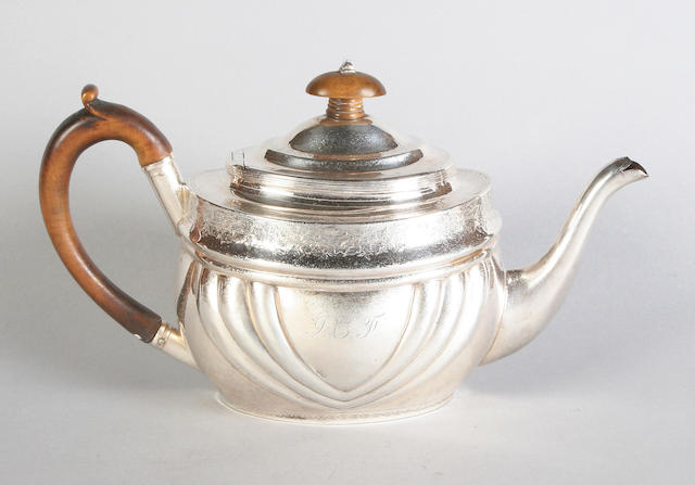 A George III silver teapot, Maker's mark 'JW', 1804,