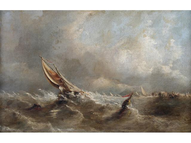 Circle of Abraham Hulk Fishing boats off the coast in a strong breeze,
