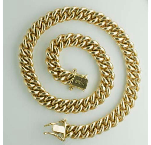 A heavy solid curb-link chain necklace