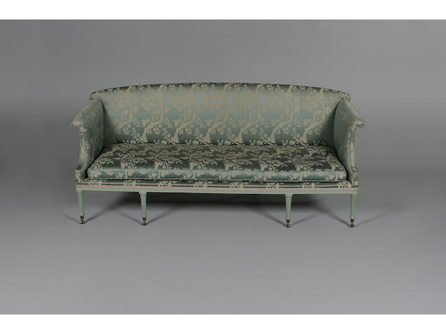 A George III painted sofa in the manner of Thomas Chippendale,
