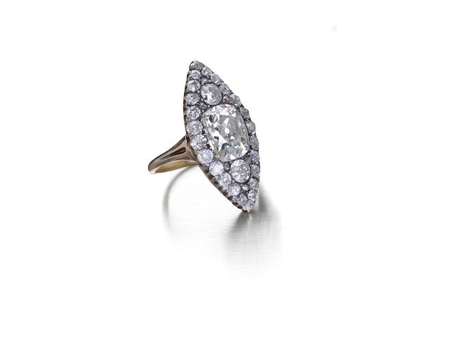 A Victorian diamond marquise-shaped ring