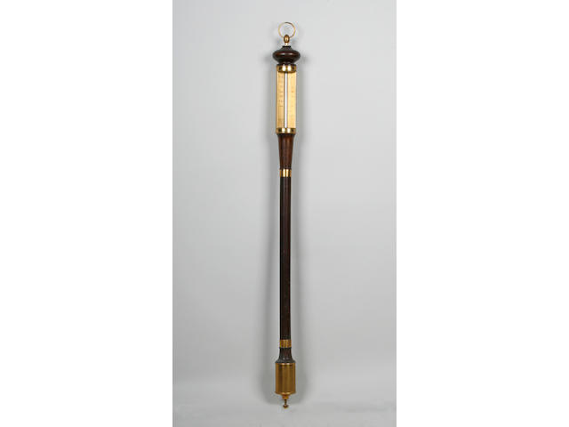 A 20th century mahogany and brass stick barometer Burke & Jones Bristol, No 108