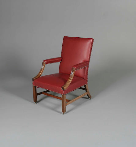 A George III style mahogany Gainsborough armchair