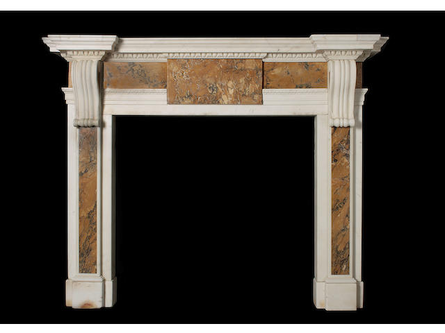 A 19th century statuary and Sienna marble chimneypiece