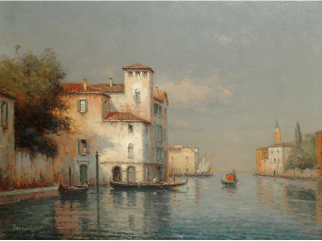 Noel Georges Bouvard (French, 1912-1975) On a Venetian canal
