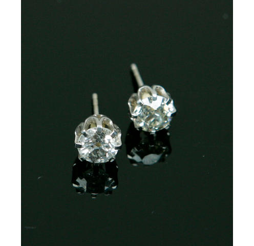 A pair of old-cut diamond earstuds