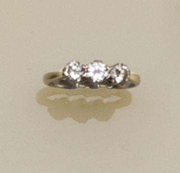 A three stone diamond ring