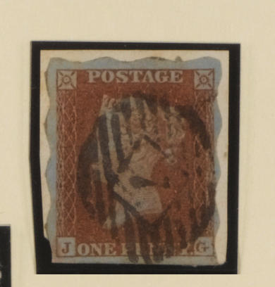 1852-53: 1d. red-brown with Treasury Roulette, JG from plate 158, fine used on small piece, B.P.A. Certificate (1991), ex Burrus. SG Spec. B2aa, &#163;4,500.