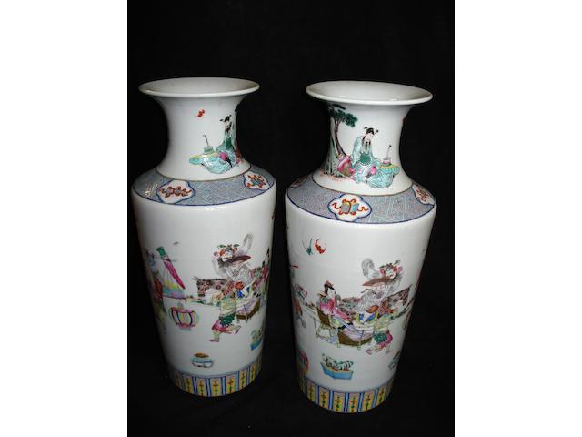 A pair of Chinese famille rose vases, 19th/20th Century