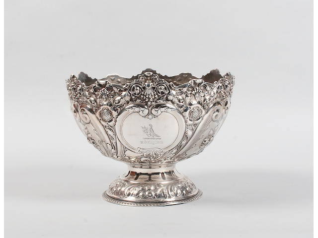 A large silver rose bowl Sheffield H A 1901