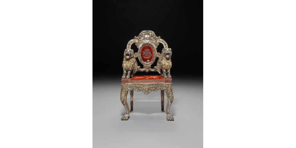 The Travancore state silver throne Late 19th century