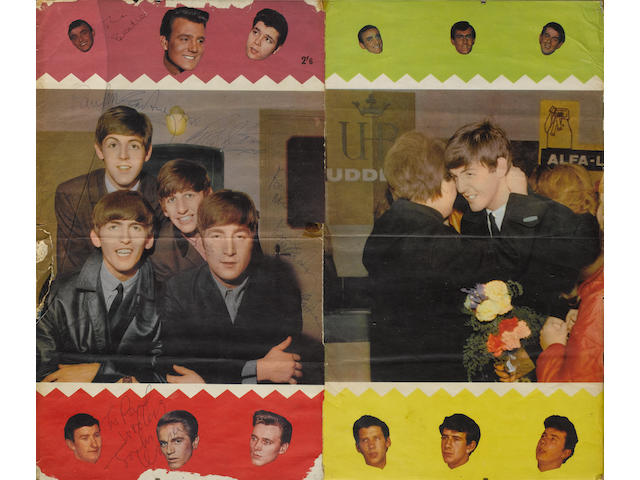 A part-poster signed by the Beatles, 1964,