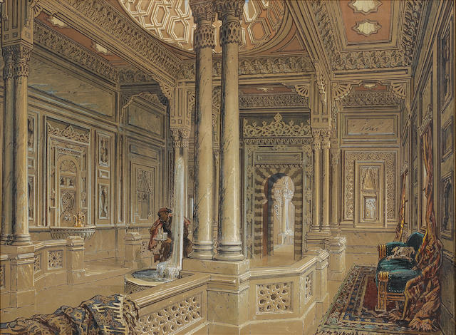 Count Amadeo Preziosi (Maltese, 1816-1882) Interior of a palace reception room 44 x 60 cm. (17&#188; x 23&#190; in.) unframed