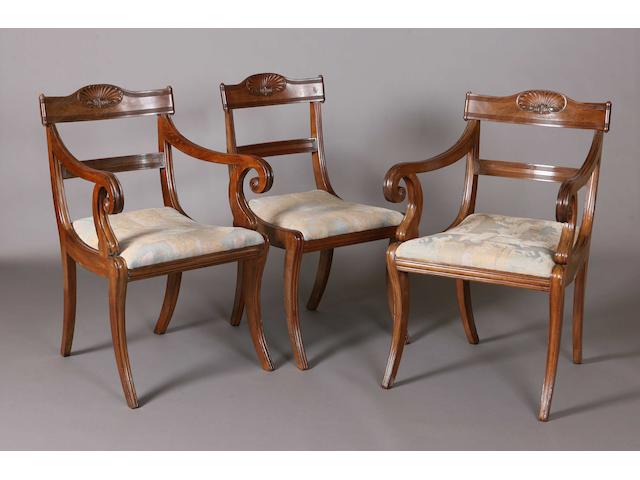 A set of ten Regency mahogany dining chairs