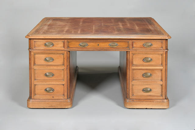 A 19th century mahogany partners' desk