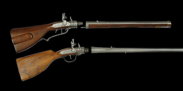 A Rare 54-Bore German Breech-Loading Flintlock Rifled Sporting Carbine