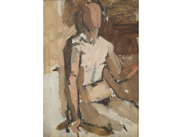 Euan Uglow (British, 1932-2000) Study of a nude 19.6 x 14 (7 3/4 x 5 1/2 in.)