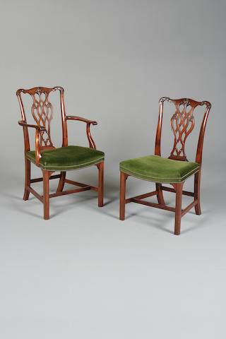 A set of eight Chippendale style mahogany chairs