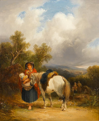 William Shayer, Snr. (British, 1787-1879) The gypsy camp 62 x 50 cm. (24 1/2 x 19 3/4 in.)