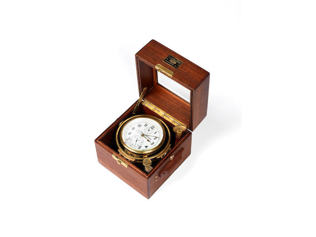 A mid 20th century mahogany cased two-day marine chronometer Lange & S&#246;hne, Glash&#252;tte B/Dresden number 5206