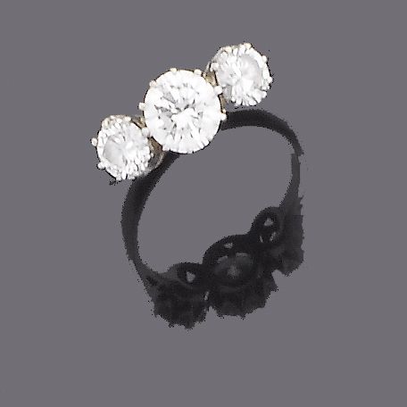 A diamond three-stone ring