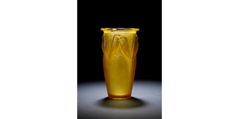 Ren&#233; Lalique 'Ceylan' a Rare Amber Glass Vase, design 1924