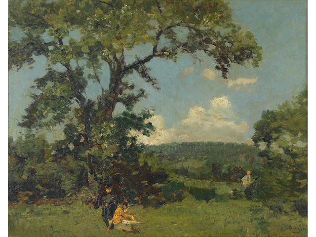 Emma Ciardi (Italian, 1879-1933) Under the nut tree 38 x 50cm (15 x 19 3/4in)