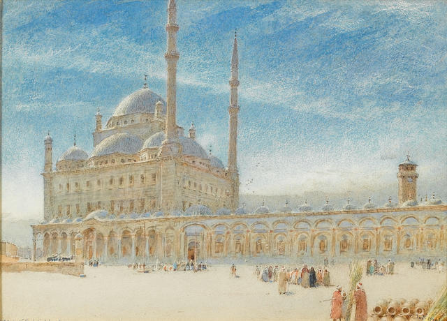 Albert Goodwin (British, 1845-1932) Mosque of the Citadel, Cairo 27 x 37 cm. (10&#189; x 14&#189; in.)