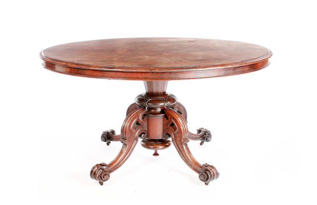 A mid 19th century Continental rosewood breakfast table,