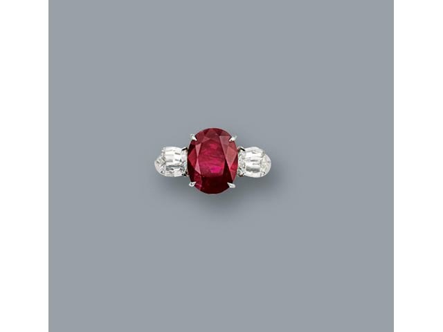 An impressive ruby and diamond ring