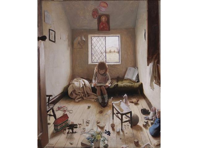 Mark Lancelot Symons (British, 1887-1935) Molly in her Little Room, 56.5 x 46.5cm.