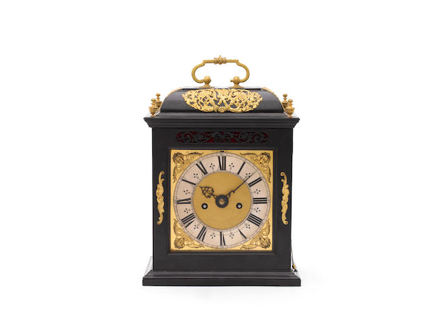 A fine late 17th century gilt metal mounted ebony veneered quarter repeating bracket clock Joseph Knibb, London