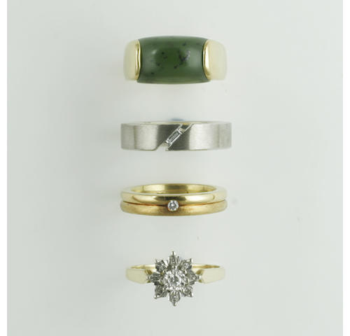 Four assorted rings, (4)
