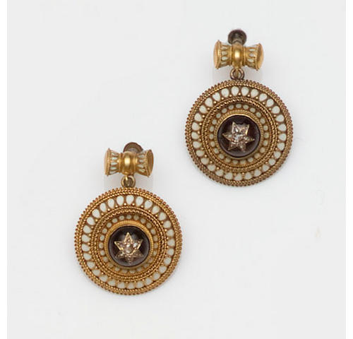 A pair of 19th century earpendants