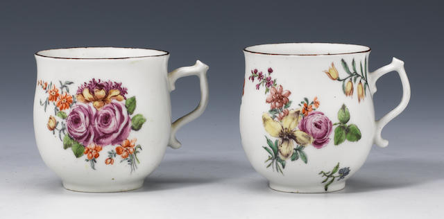 Two Chelsea coffee cups circa 1756