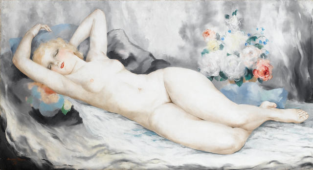 Micao Kono (Japanese, 1876-1954) Female Nude 67.5 x 124 cm (26 1/2 x 49 in)