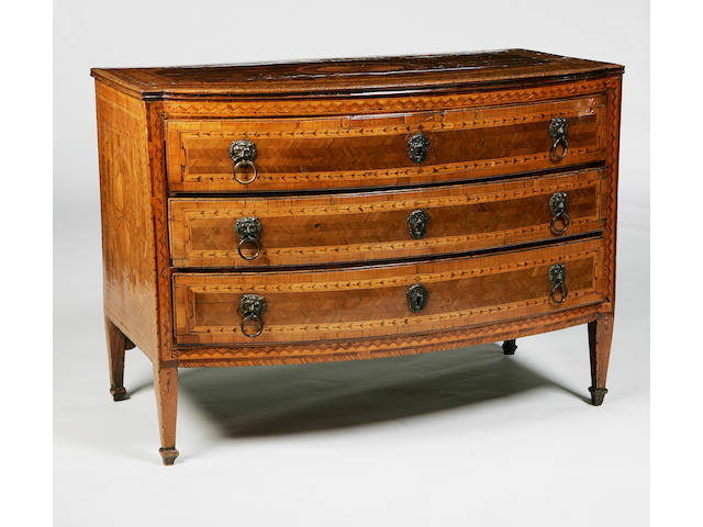 An 18th century Milanese walnut and marquetry commode