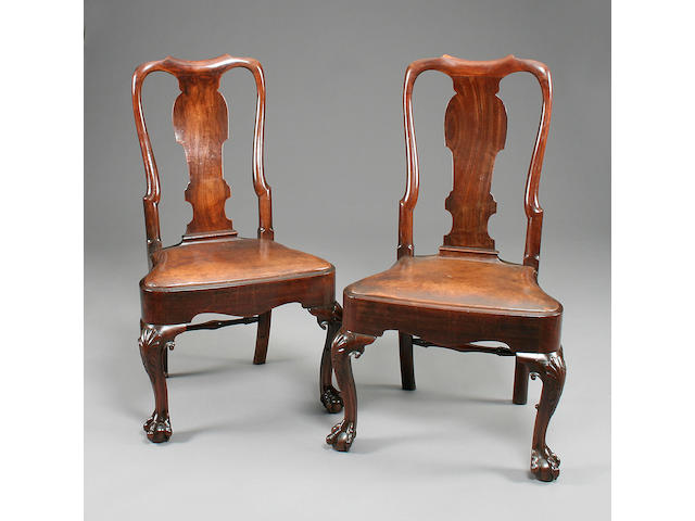 A pair of George II mahogany side chairs