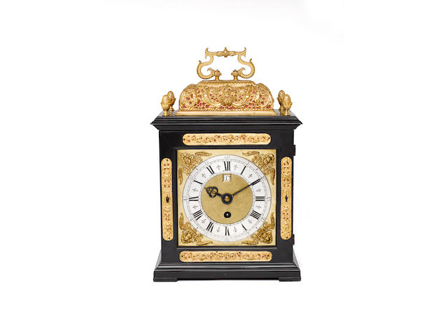 A late 17th century bracket timepiece with pull quarter repeat Later signed Daniel Quare Londini Fecit