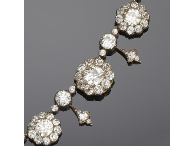 A late 19th century diamond necklace,